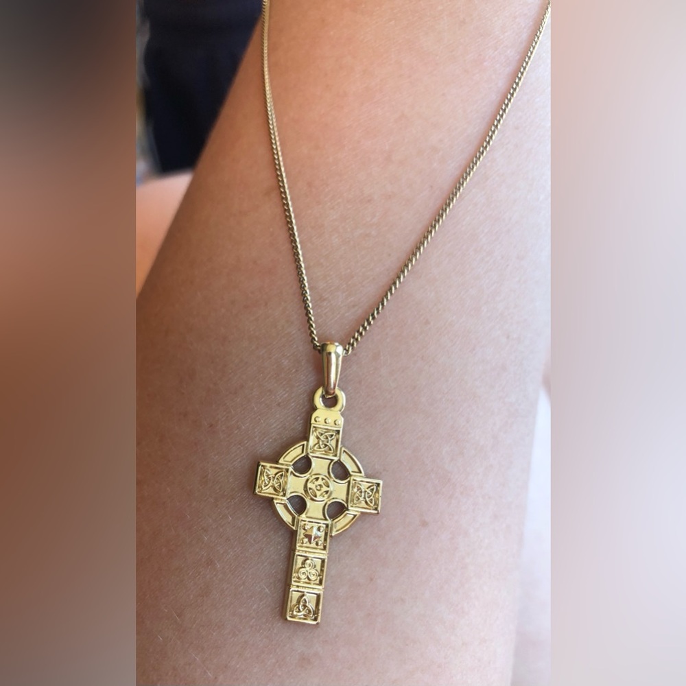 Gold Tone Celtic Cross Necklace